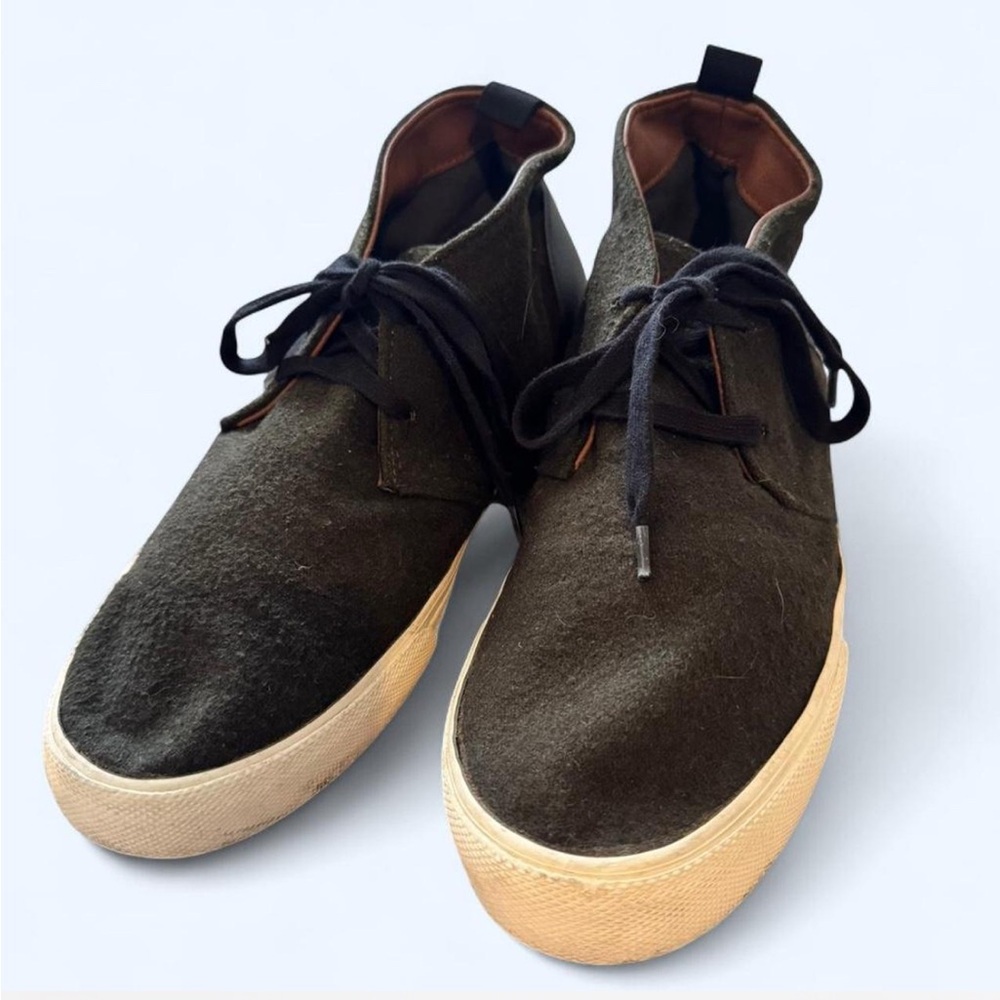 Men's dark green fabric High-Top Sneakers